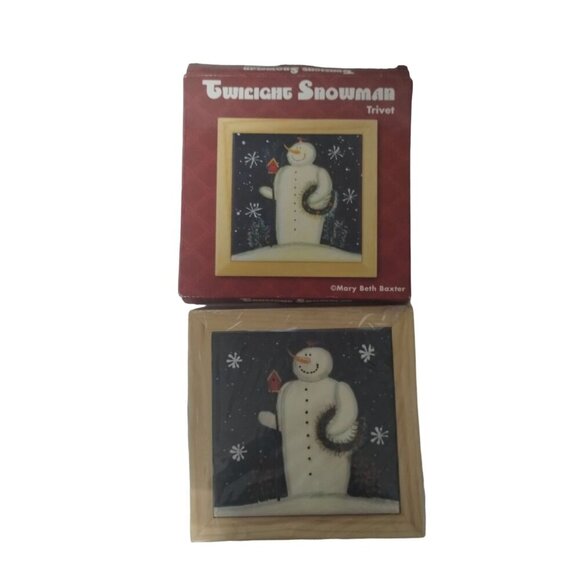Twilight Snowman Framed Trivet by Mary Beth Baxter Size 7.5 in New - Picture 3 of 10
